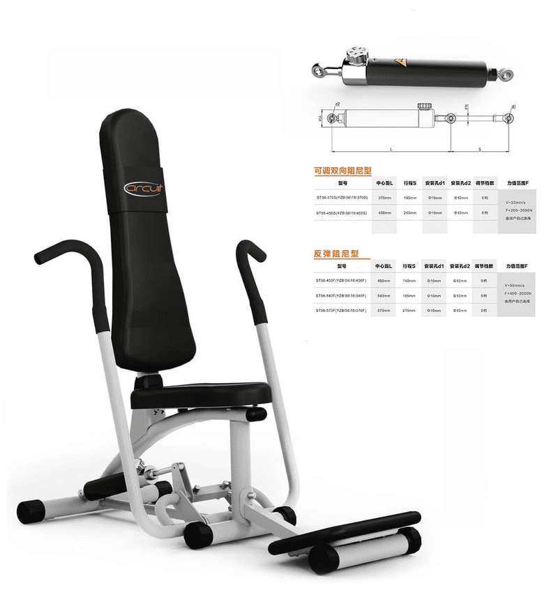 Fitneso įrangos hidraulinis cilindras