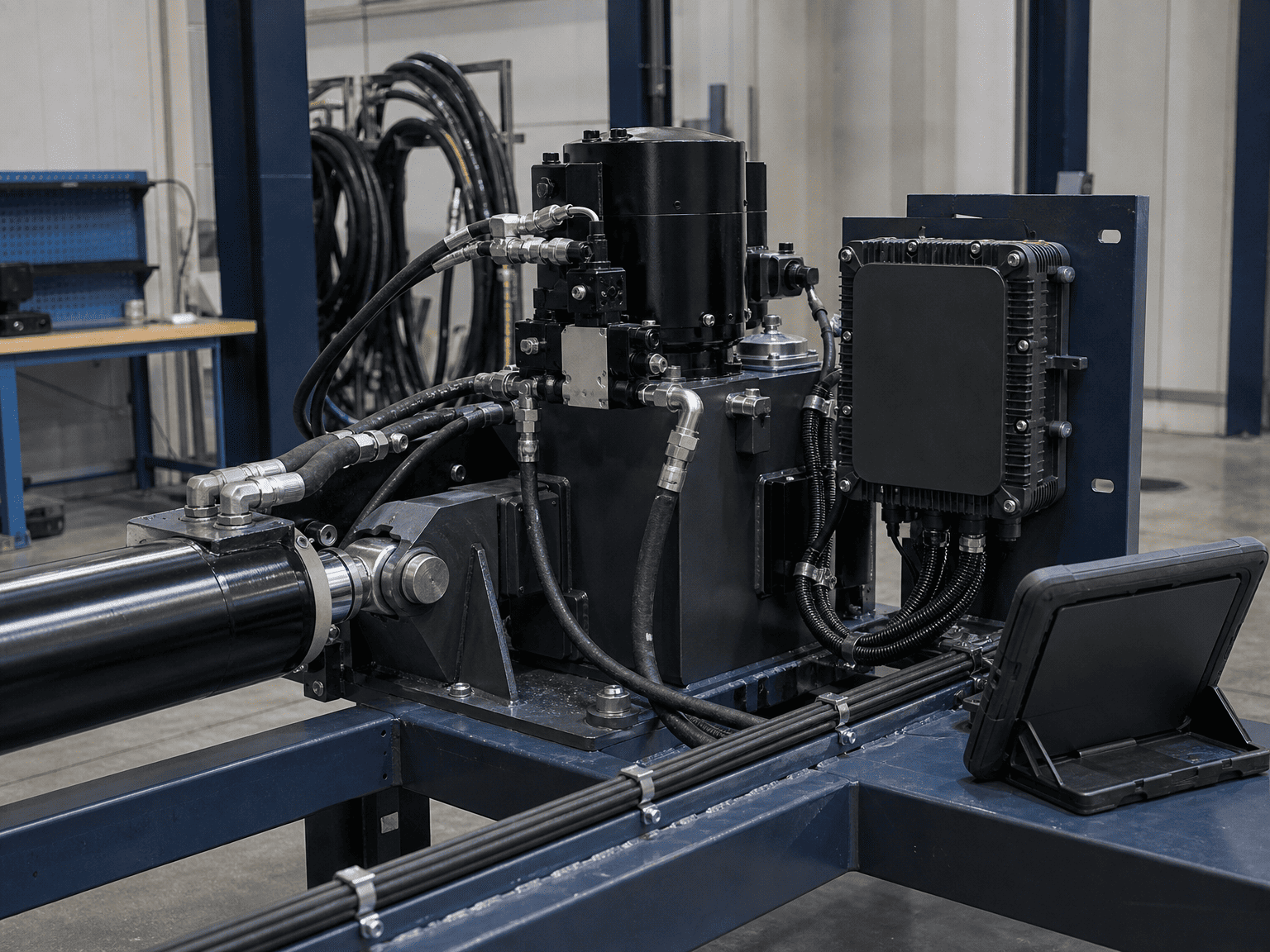 OEM connected hydraulics integration with hydraulic power unit and edge gateway